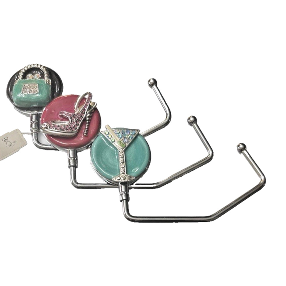 SPRING STREET DESIGN SWAROVSKI CRYSTAL SET OF 3 MARTINI,HEEL,BAG HANDBAG HOLDER